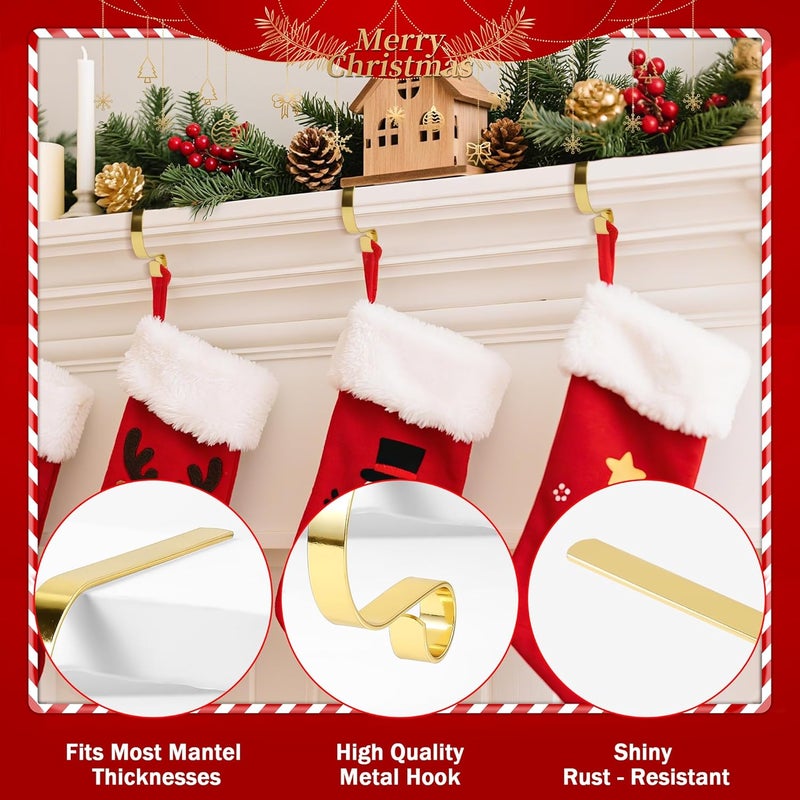 Doitory Christmas Stocking Holder Hanger,4 Pack Adjustable Stocking Holders for Mantle and Fireplace Metal Decoration for Xmas Holiday Party - Image 4